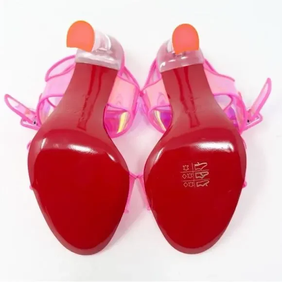 Christian Louboutin Loubi Duniss PVC Pink Iridescent Heels Womens Size EU 37 - Picture 3 of 11